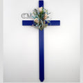 30 inch STEEL Blue Cemetery Cross Display Model, cross 762