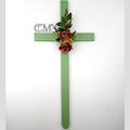 30 inch STEEL Green Cemetery Cross Display Model, cross 758