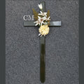 30 Inch STEEL Olive Cemetery Cross with Flowers - #724