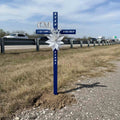 46 inch Steel Blue Roadside Cross with Flowers, Multiple Colors Available, cross # 799