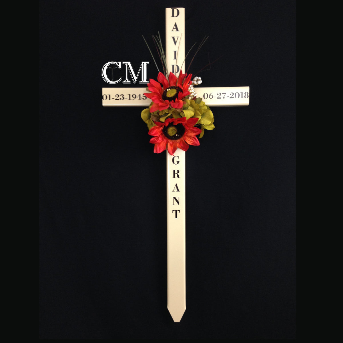 30 inch STEEL Beige Graveside Cross Display Model, memorial cross, cross 562