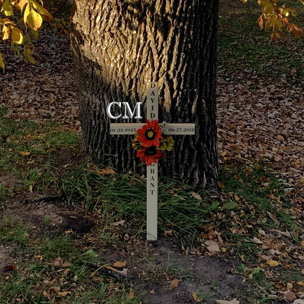 30 inch STEEL Beige Graveside Cross Display Model, memorial cross, cross 562