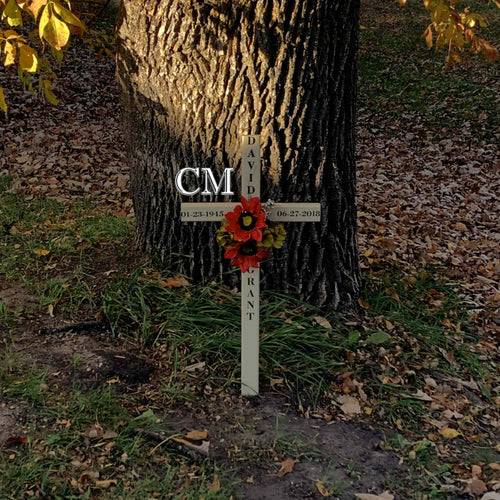 30 inch STEEL Beige Graveside Cross Display Model, memorial cross, cross 562