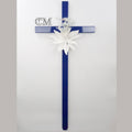 46 inch STEEL Blue Roadside Cross with Flowers, memorial cross #660