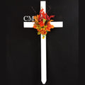 30 inch STEEL White Cemetery Cross, personalized memorial cross #713