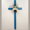 30 inch STEEL Blue Cemetery Cross Display Model, cross 746