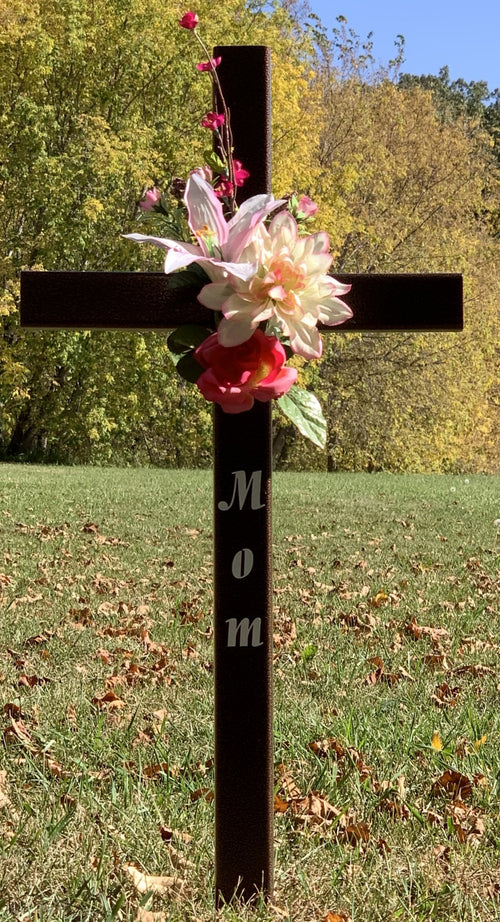 30 inch STEEL Copper graveside cross, personalized memorial cross, cross #476