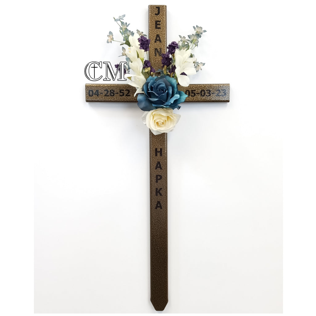 30 inch STEEL Gold graveside cross, personalized memorial cross, cross #699