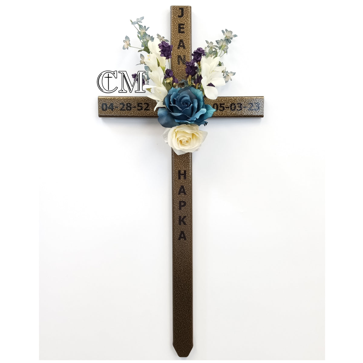 30 inch STEEL Gold graveside cross, personalized memorial cross, cross #699