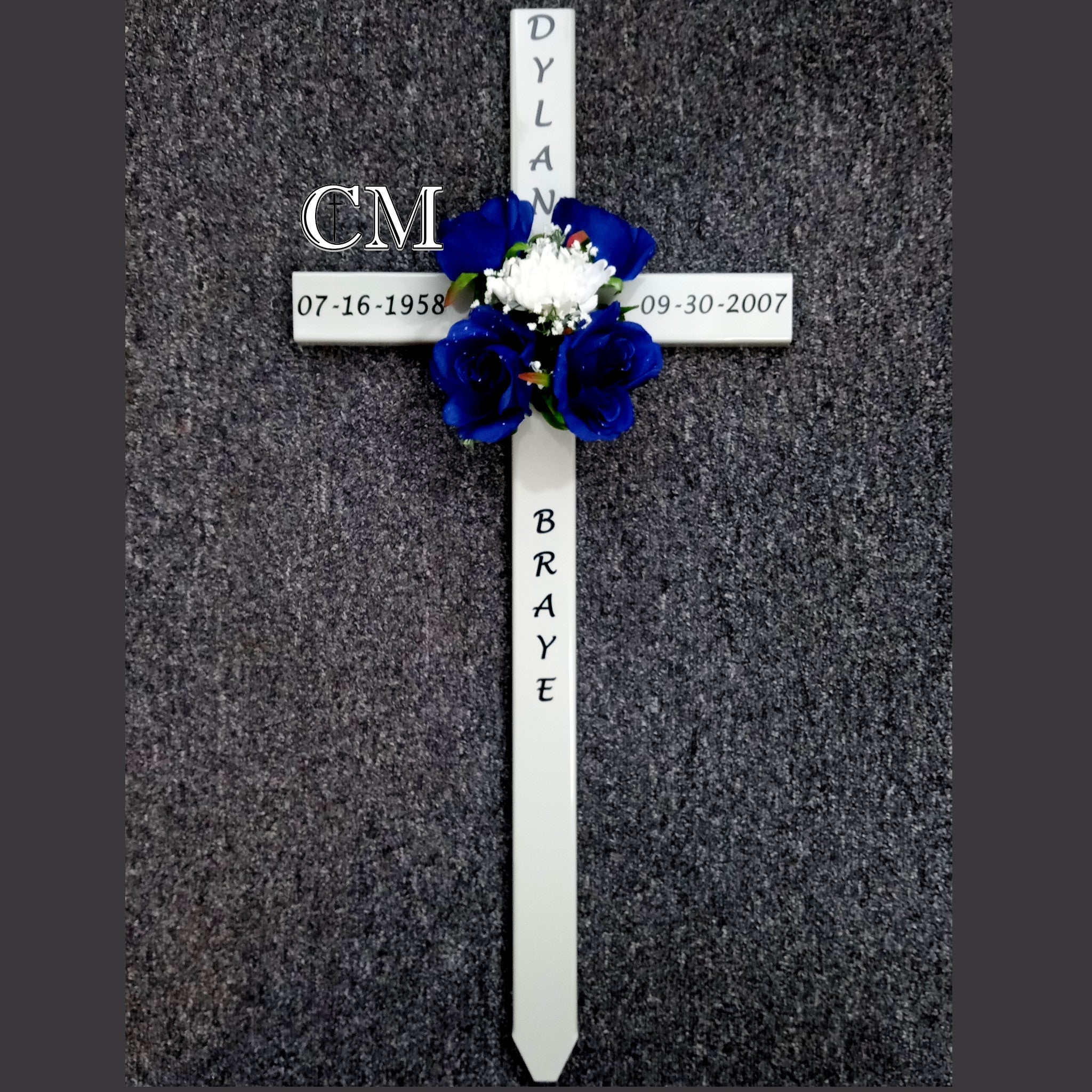 30 inch STEEL Gray Personalized Graveside Cross, #749