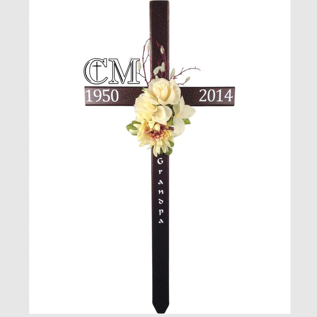 30 inch STEEL Copper graveside cross, personalized memorial cross, cross #725