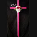 46 inch Steel Pink Roadside Cross with Flowers, Multiple Colors Available, cross 801
