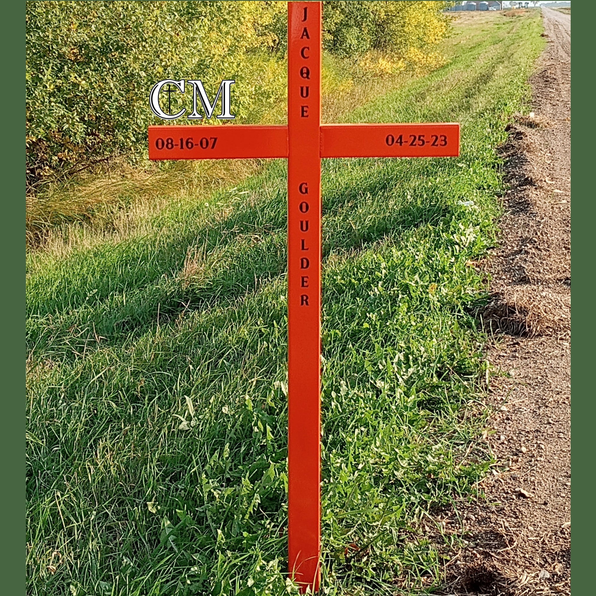 46 inch STEEL Roadside Cross, Orange Cross # 624
