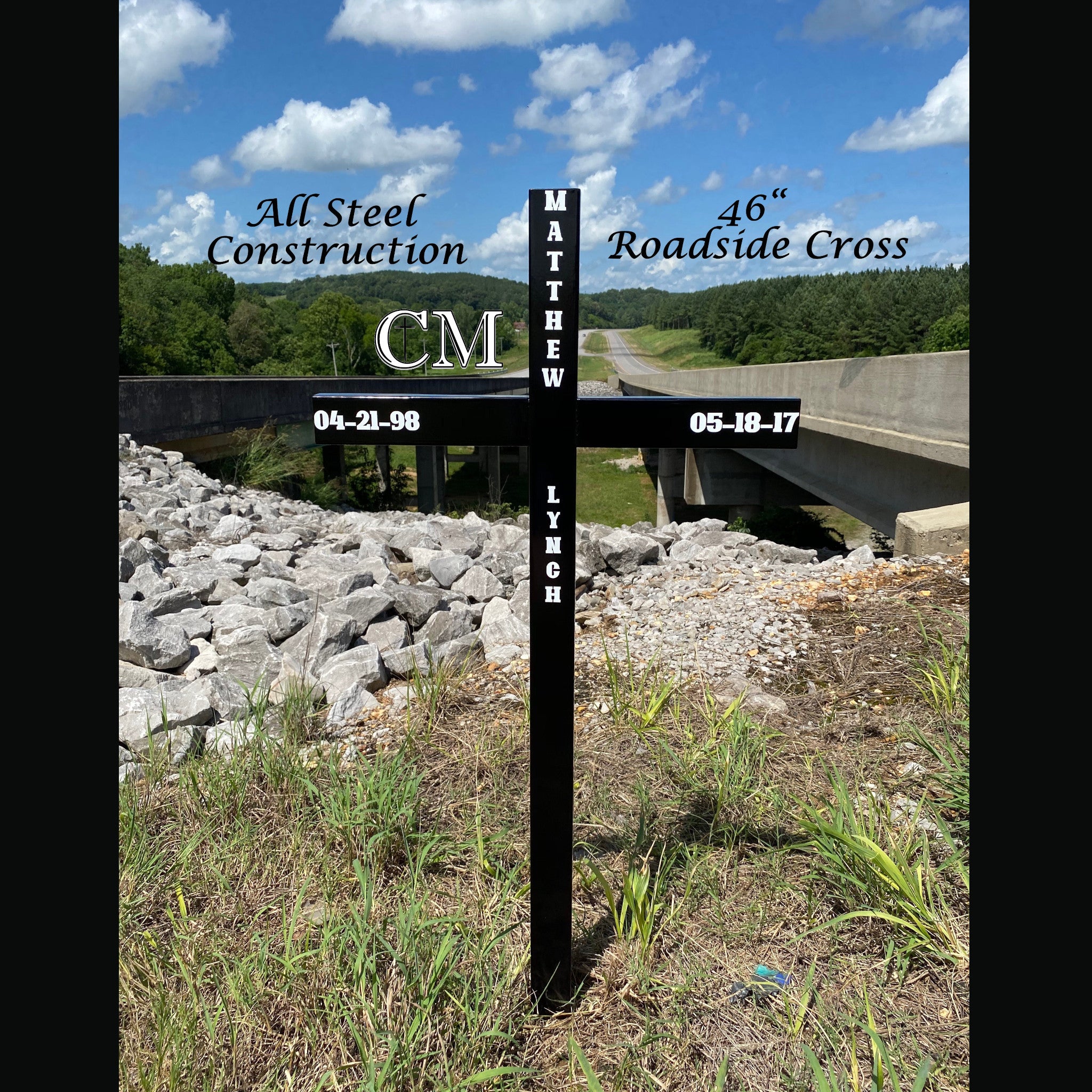 46 inch Steel Roadside Cross Multiple Colors Available, cross id 665