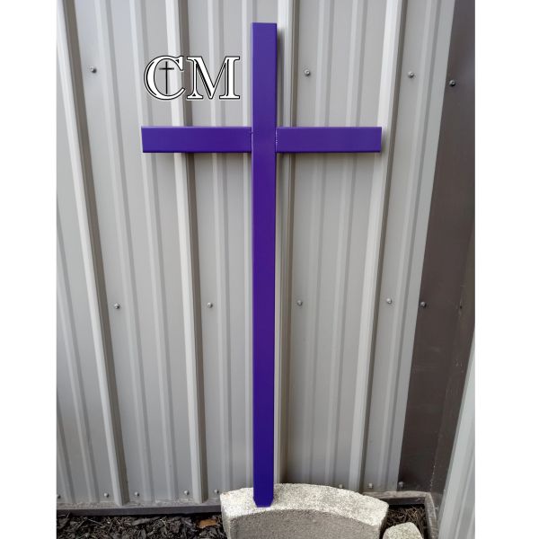 46 inch STEEL PURPLE roadside cross, roadway cross, accident site marker, roadside memorial cross #703