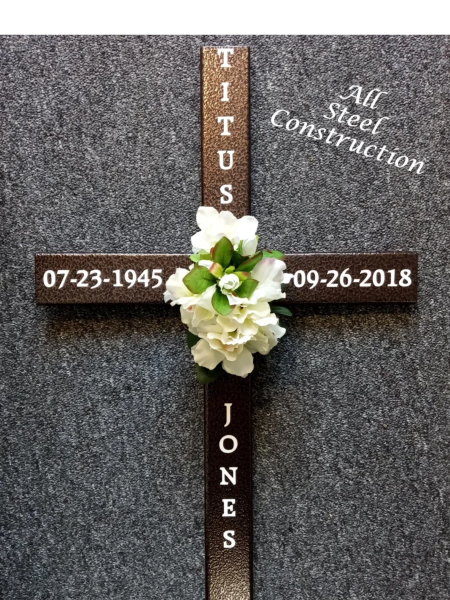 30 inch STEEL Copper graveside cross, personalized memorial cross, cross #601