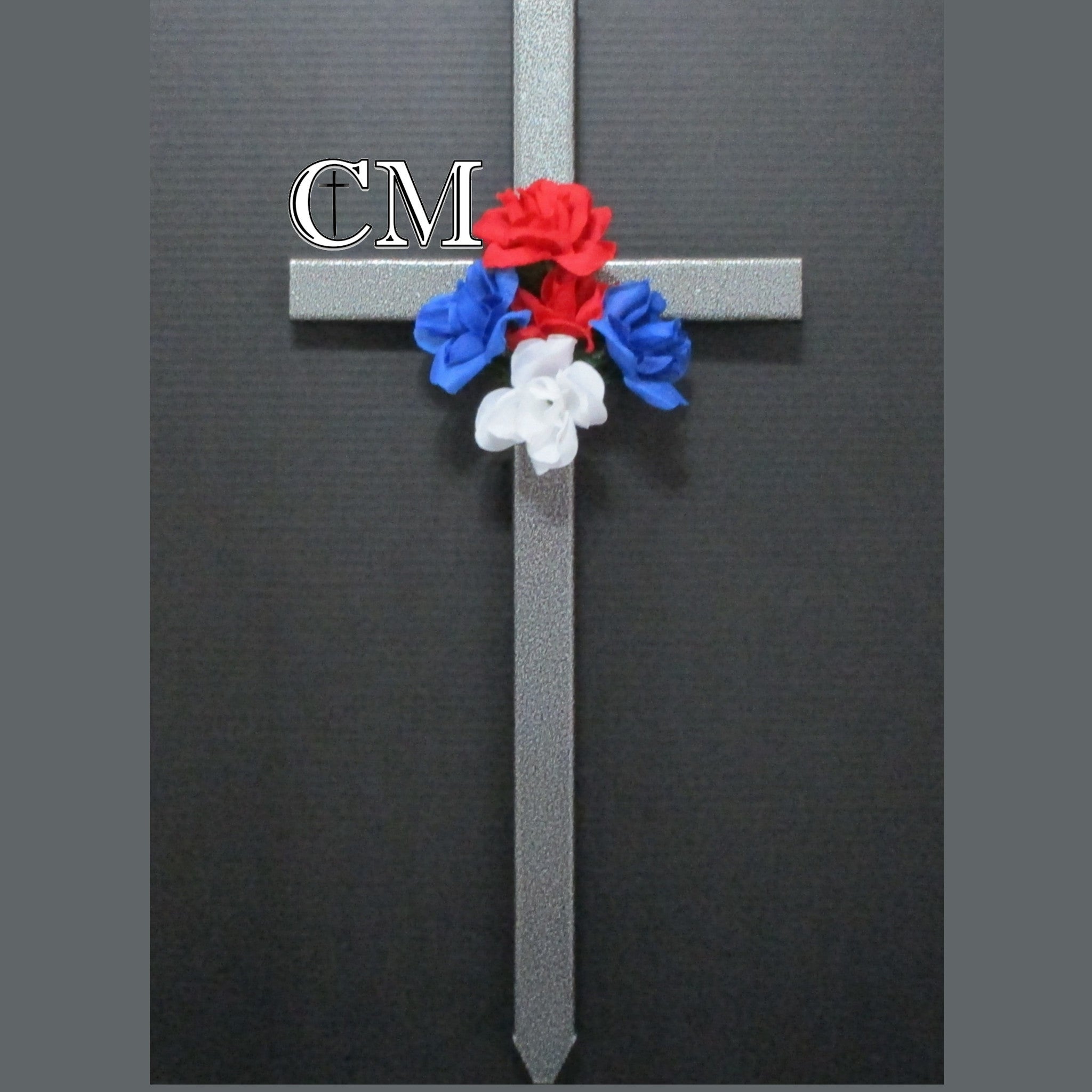 30 inch STEEL silver Memorial Cross, graveside cross, grave site cross, cemetery cross, 78