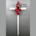 46 inch Steel Roadside Cross with Flowers, cross #675
