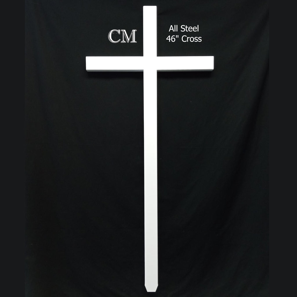 46 inch STEEL White roadside cross, cross #779