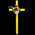 30 inch STEEL Yellow Cemetery Cross, cross #740