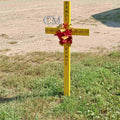 30 inch STEEL Yellow Graveside Cross Display Model, memorial cross, cross #612